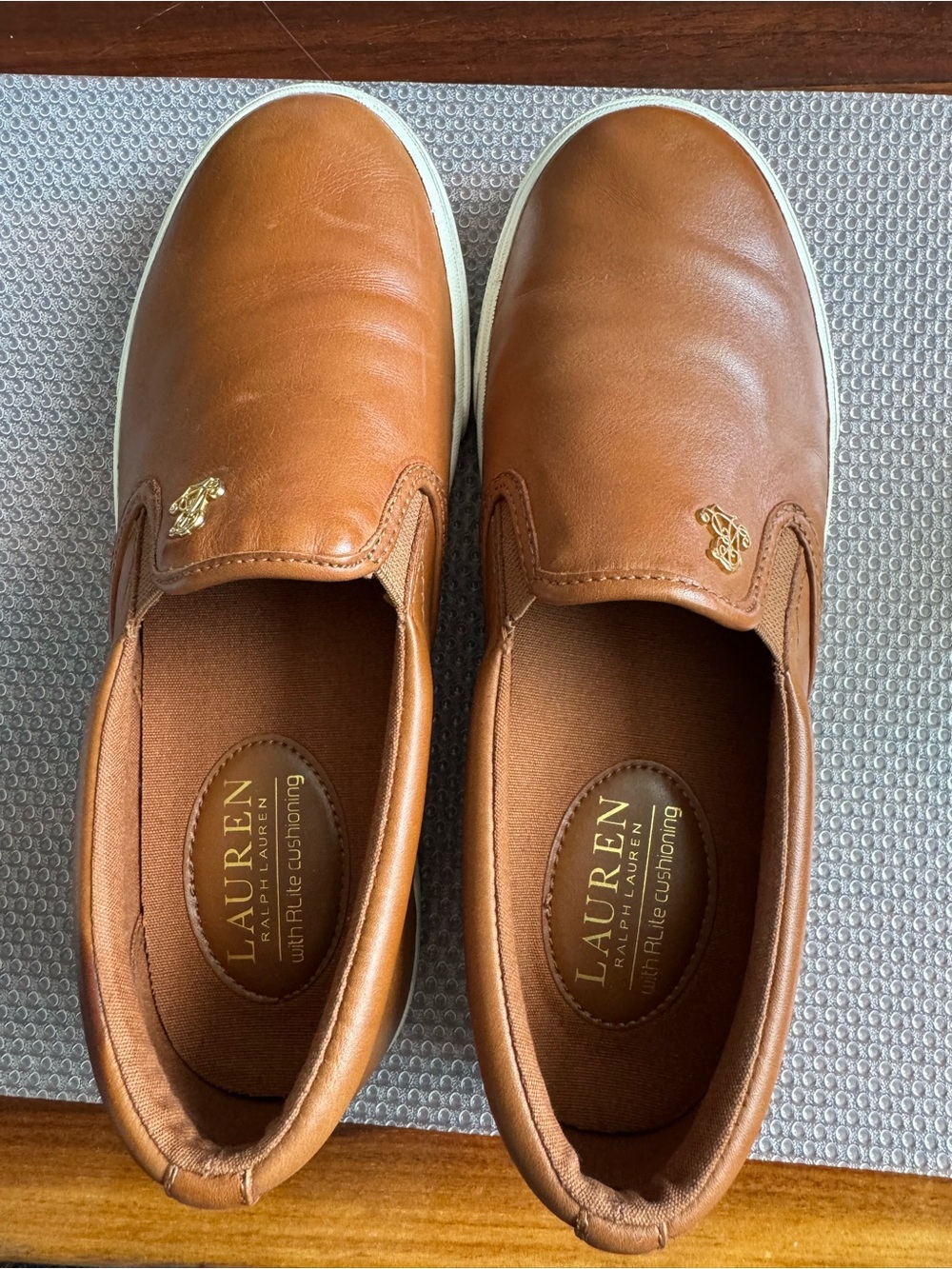 Lauren Ralph Lauren Women’s Cognac Slip-On Leather Loafers